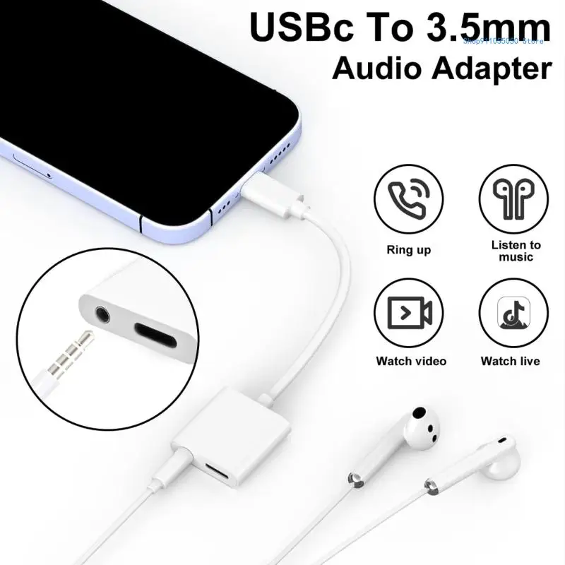 USB 유형 USB 60W 충전 3.5mm 이어폰 보조 케이블 어댑터 C5AB