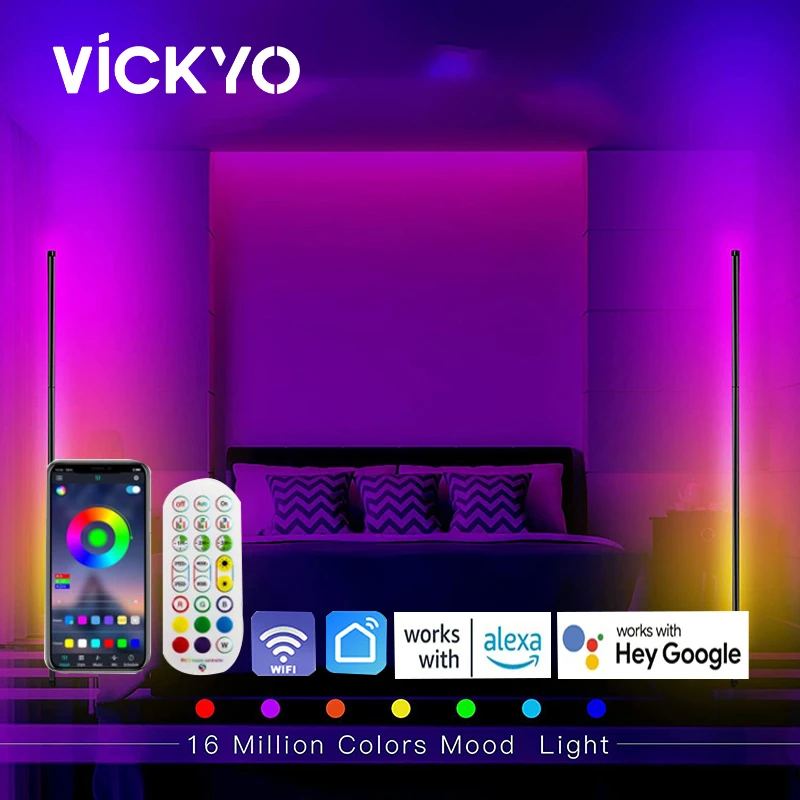 

VICKYO LED Floor Night Light RGB Floor Ambient Pickup Light With Bluetooth APP Control For Bedroom Bedside Floor Home Decoration