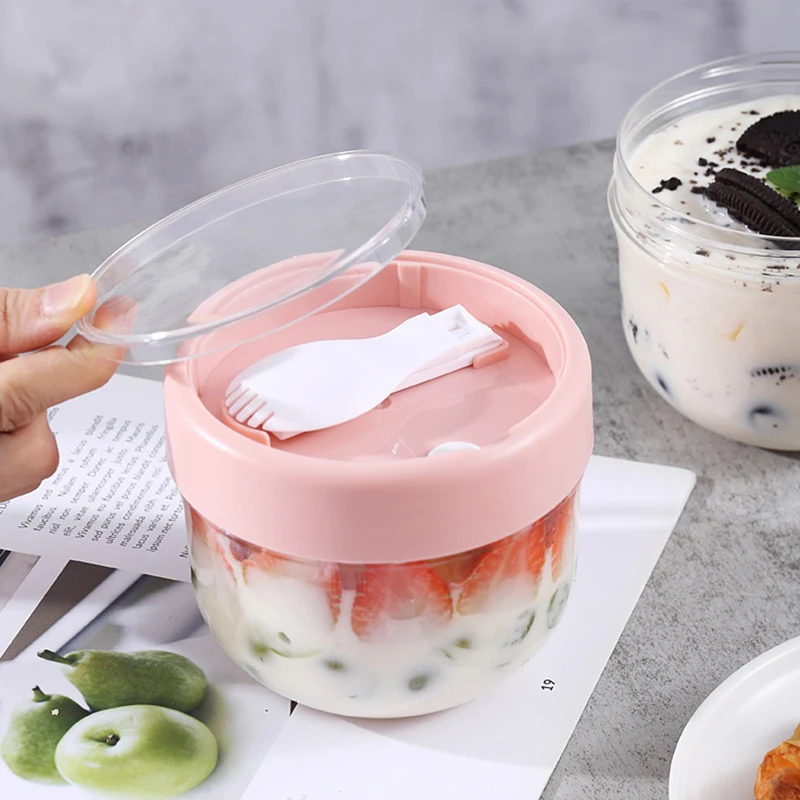 휴대용 학생 아침 식사 우유 머그잔, 스푼 포함, 요구르트 오트밀 컵, 전자 레인지 수프 그릇, 샐러드 컵, 뚜껑 포함, 신제품
