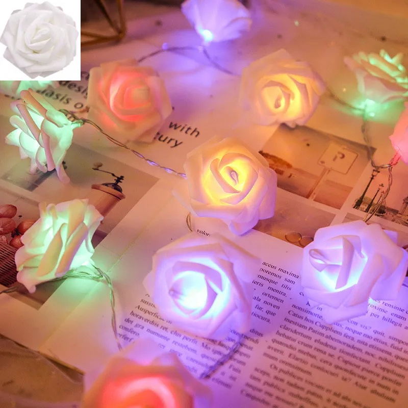 thumbnail image 1 of Guirnalda de luces LED con forma de rosa artificial, alimentada por USB o batería, para decoración de árbol de Navidad, decoración de fiesta de boda, 1 of 5
