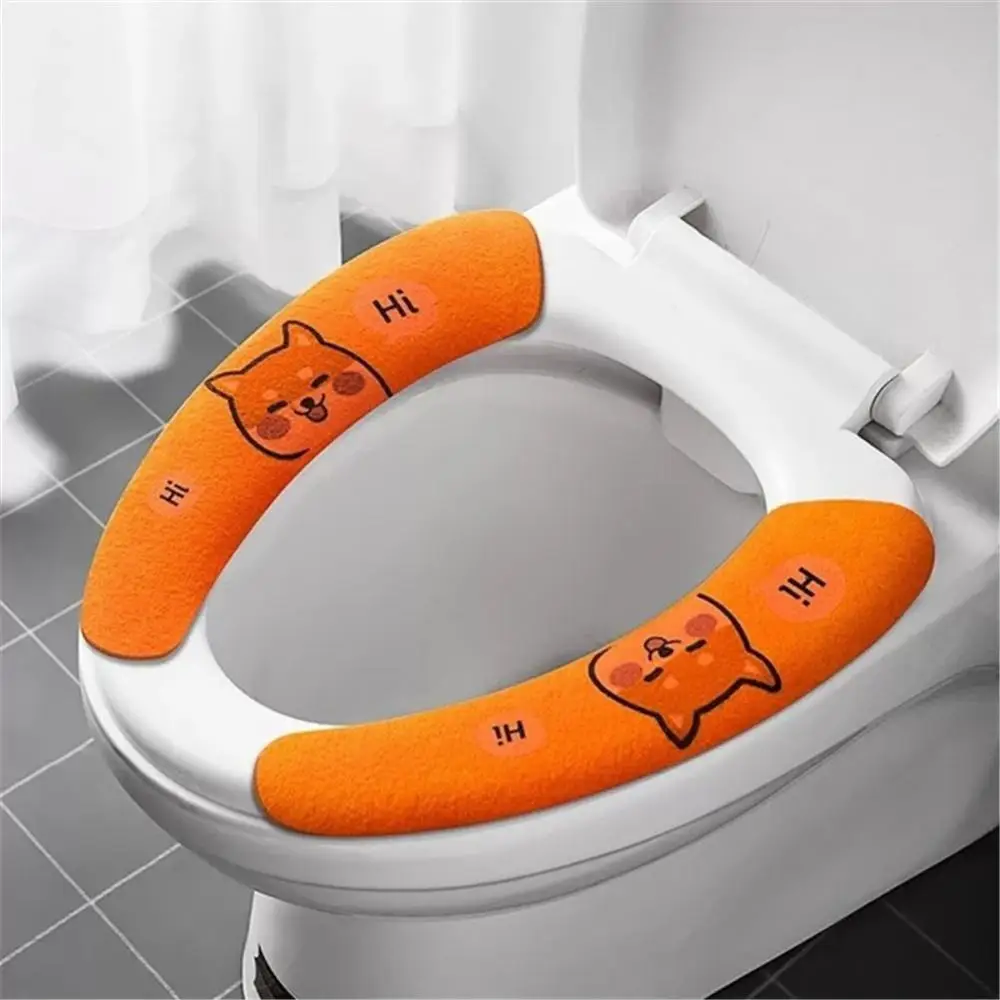 Household Bathroom Lavatory Cover Set Pedestal Cartoon WC Toilet Sticky Seat Pad Washable Universal Toilet Seat Cover Cushion