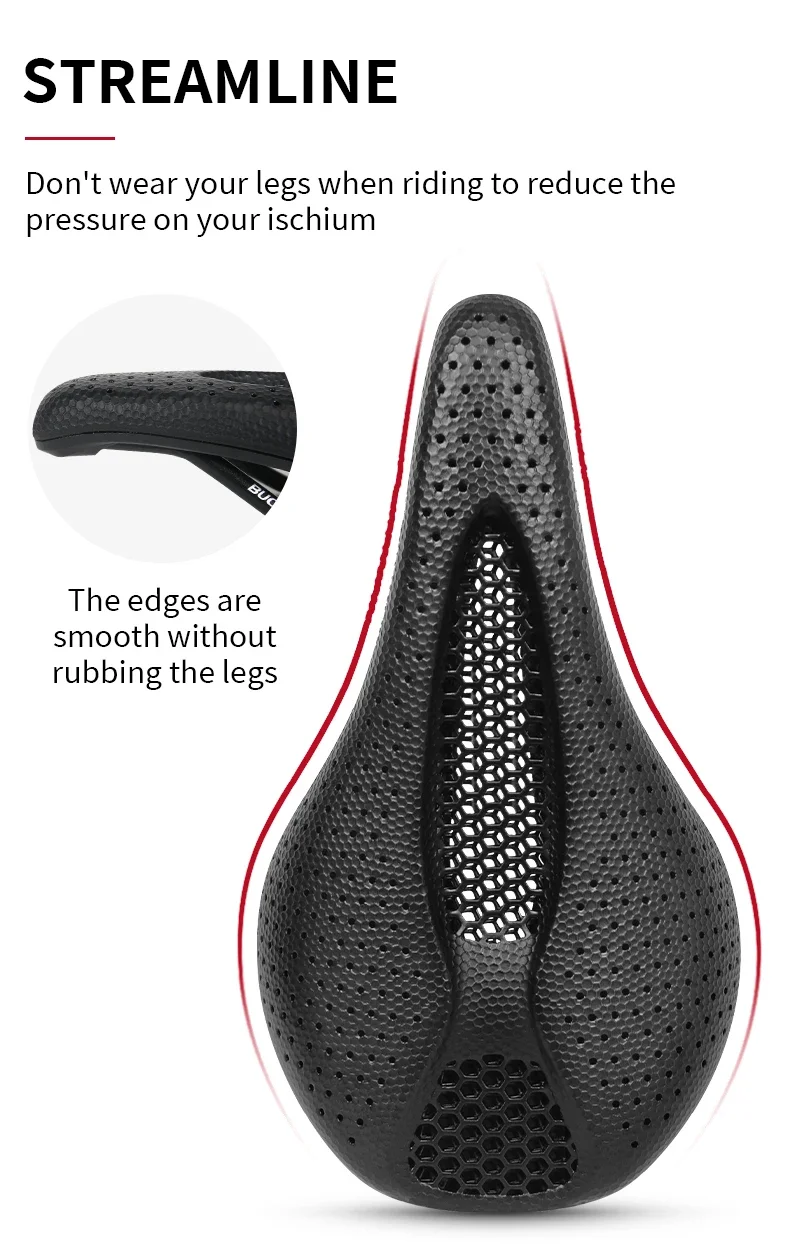 3D Printed Road Bike Saddle CARBON/Nylon Ultralight MTB Short Nose Seat Hollow P
