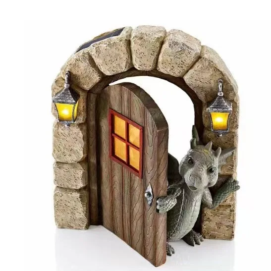 

in stock Lovely Courtyard Dragon Sculpture Resin Window-shaped Statue Wall Artist Home Decoration Garden Decoration Balcony