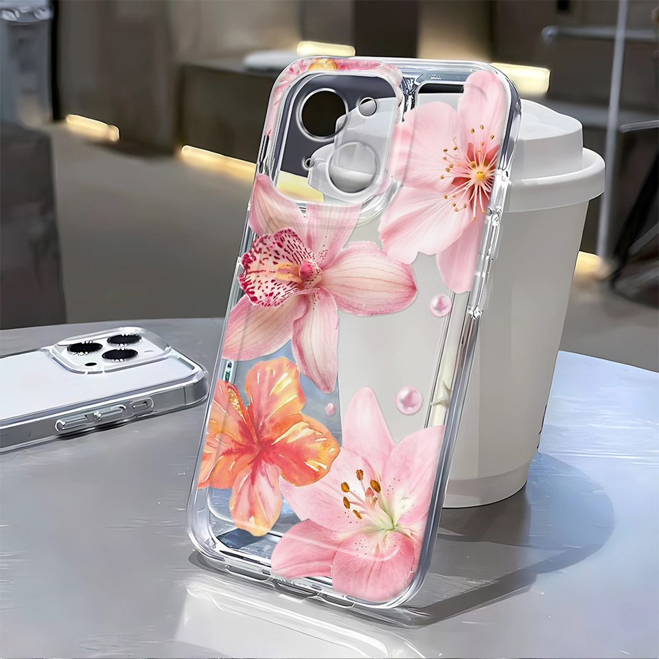 Flower of Pearls Transparent Shockproof Soft TPU Phone Case For IPhone 16 Pro Max 15 14 13 12 11 XS X XR 7 8 Plus SE2020 Case