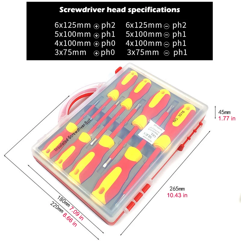 8 PCS Insulated Screwdriver Set Slotted Phillips High Voltage Resistant Screw Driver Electrician's Professional Tools Hand Tools