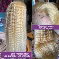 613 Hd dentelle frontale perruque 13X6 Blonde bouclés eau vague profonde frontale perruque 13X4 Hd avant de lacet pré plumé perruques de cheveux humains 30 38 pouces 5