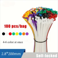3 × 200 มม.ขนาด 100 ชิ้น/ถุงMulticolor Slef-LockingสายไนลอนTieได้อย่างรวดเร็วBundle Plastice Loop Wire Wrapสีสุ่ม 1