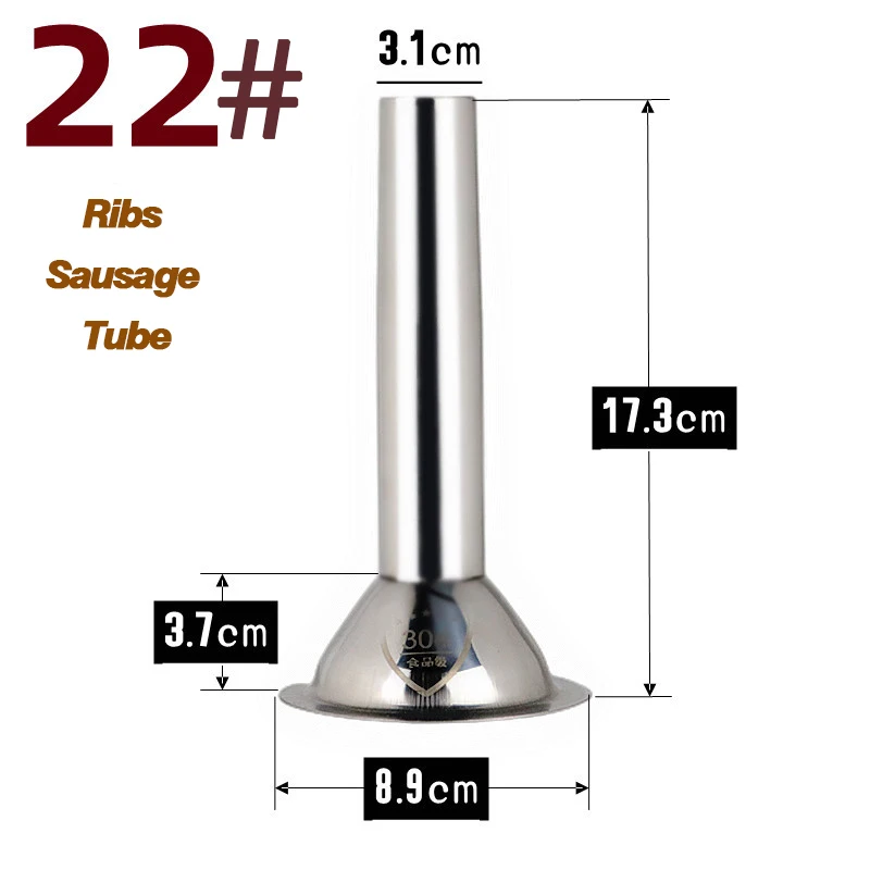 Stainless Steel Sausage Filling Funnel Meat Grinder Filling Nozzle Tube 1pc