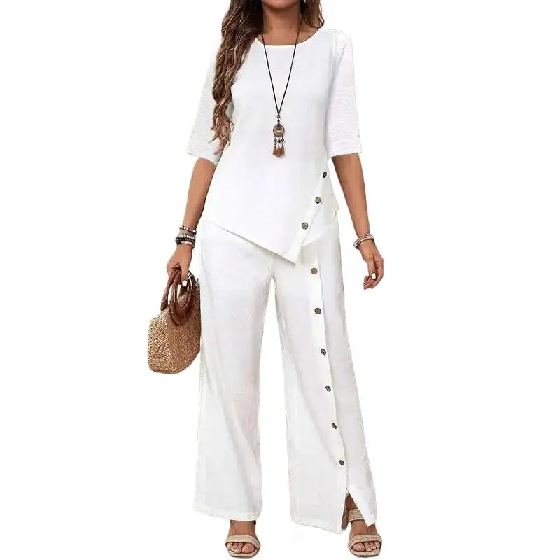 Casual Women Two Piece Pullover Shirt and Pant Suits