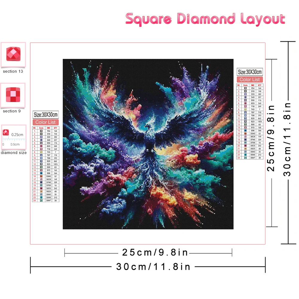 Huacan New Arrivals Diamond Painting Animal Full Diy Mosaic Phoenix Fantasy Art Gift Set Home Decor Rhinestone Pictures 2