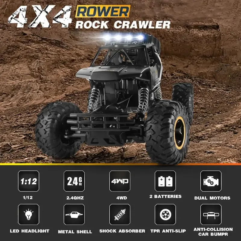 1/12 RC Cars 4X4 RC Offroad Truck 20 Km/h for Adults Remote Control