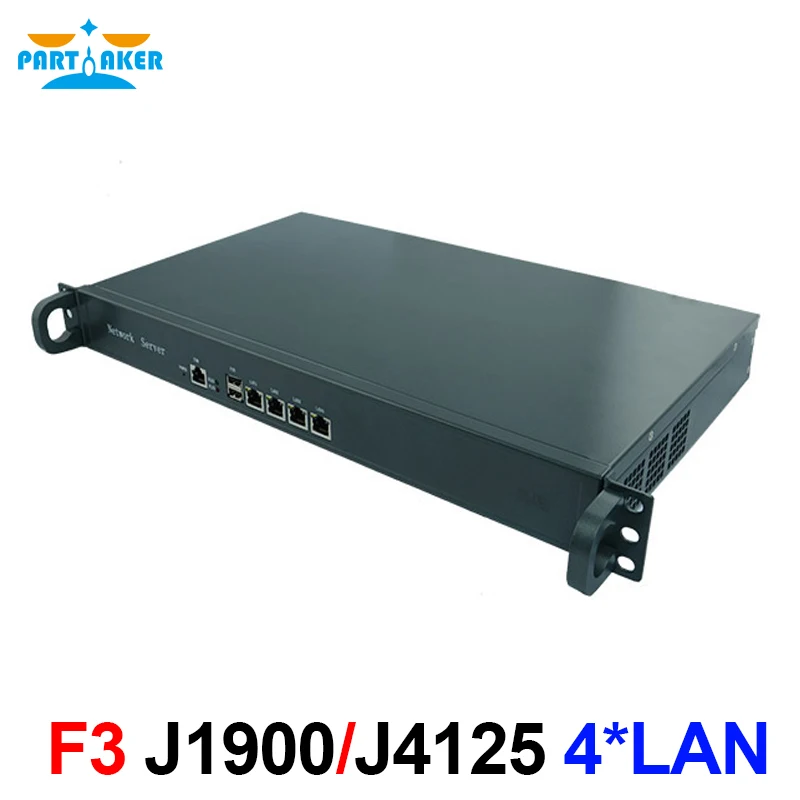 Partaker 1U Firewall Appliance Hardware Intel Celeron J1900 J4125 with 4*Intel i211 i225 82583V Router Server pfSense OPNsense