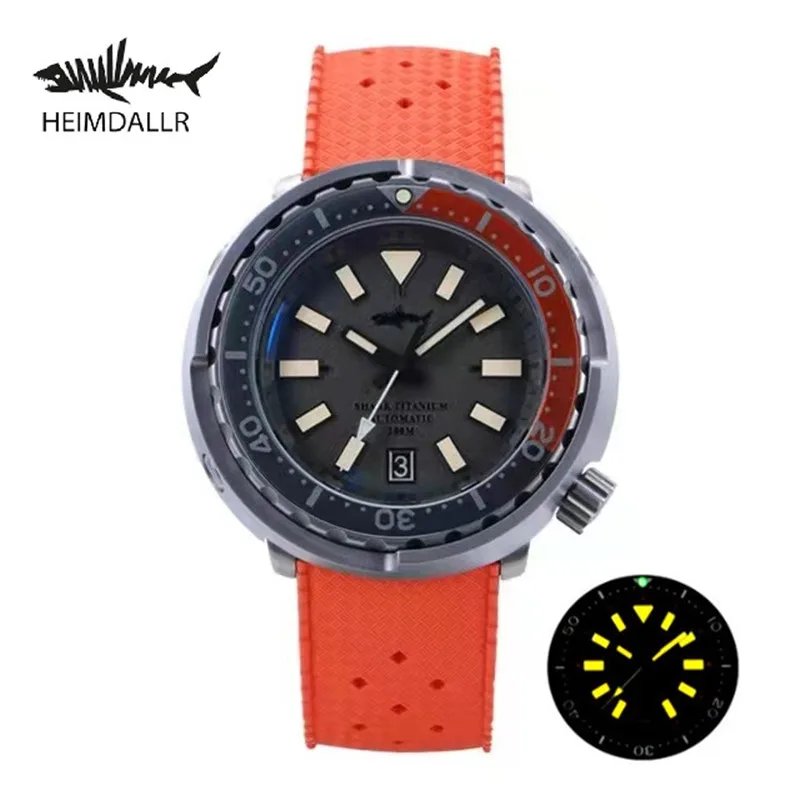 

Heimdallr Men's Retro Titanium Tuna Diver Watch Sapphire Grey Dial 200m Water Resistant Luminous NH35 Automatic Movement