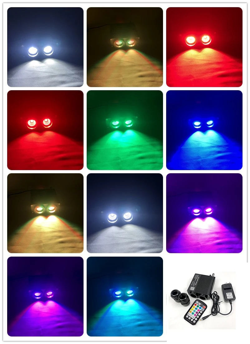 Optic Fiber Double-Head LED Car Ceiling Lights – Smart APP RGBW Starry Effect with RF Engine Control 6