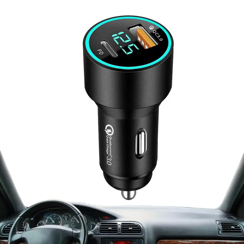 

Автомобильное зарядное устройство PD20W + QC3.0, устройство для быстрой зарядки с цифровым дисплеем, аксессуары для внедорожников