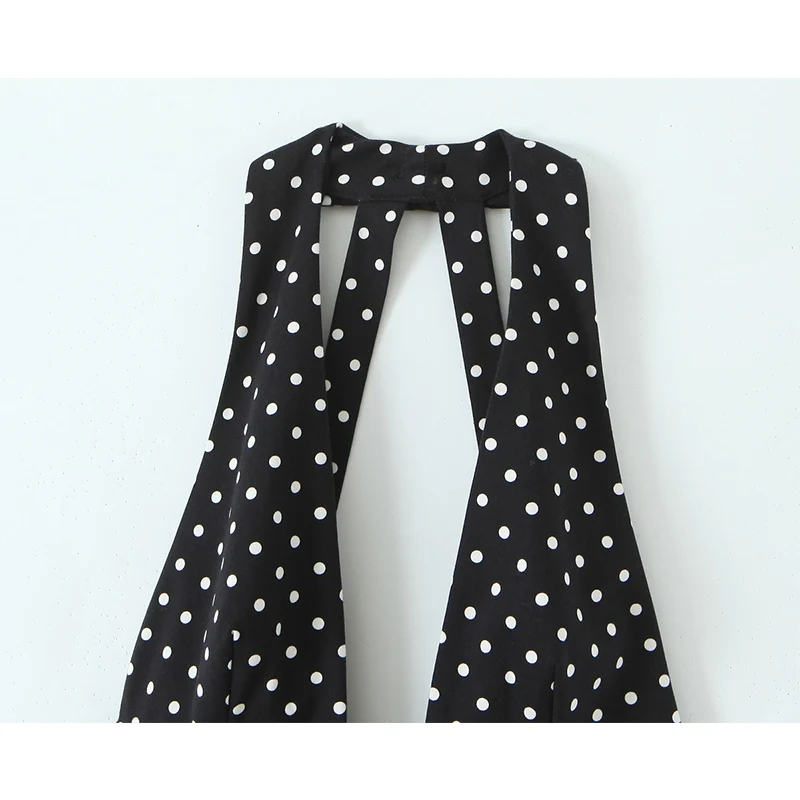 2025 Women Fashion Polka Dot Printed Bow Halter Dress Female Sexy Sleeveless Short Dress Casual Chic Backless Summer Dress