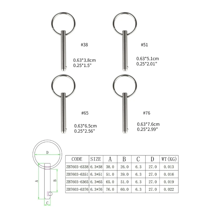 AUZHU PLN - RVS Ball Lock pinnen, Quick Release pin met knop