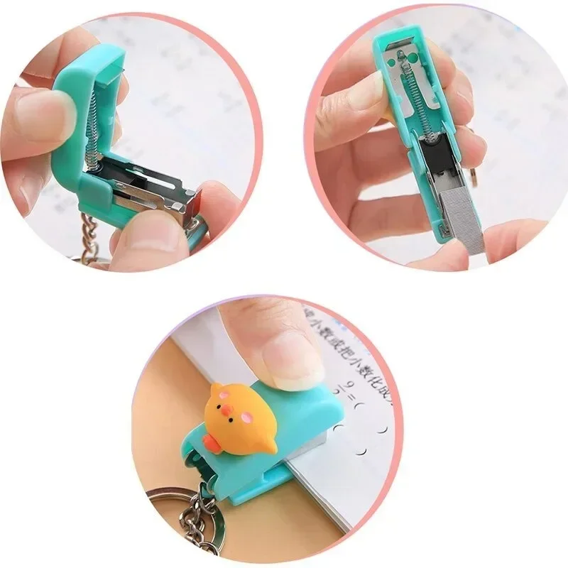 Portable Mini Stapler Cute Book Binding Tools File Organizer Keychains No.10 Staples Office Stationery School Student Supplies push stapler mini stapler set hand stapler