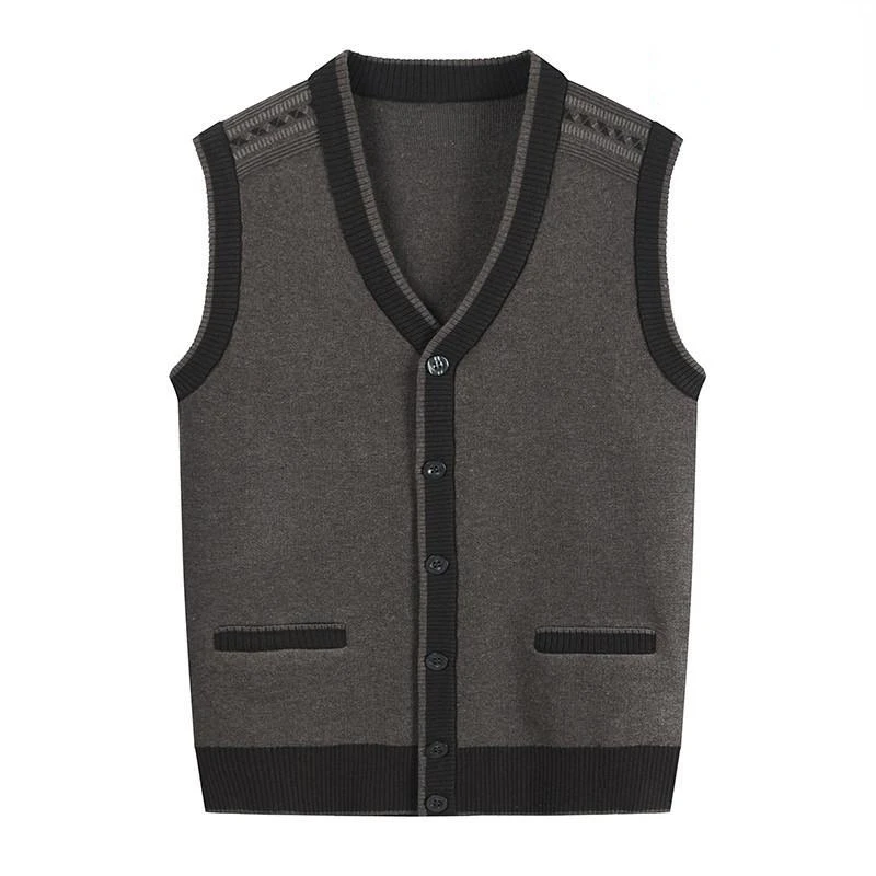 

New Autum Fashion Brand Cardigan Sweater Deep V Neck Knit Vest Men Trendy Wool Diamond Sleeveless Casual Men Clothing R96