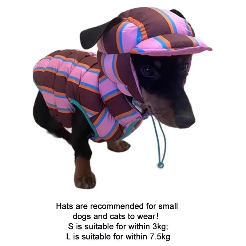 Dog Cotton Coat Winter Warm For Small Medium Puppy Bichon Teddy Rainbow Vest Jacketdog Jacket Coat Christmas Pet Warm Clothes