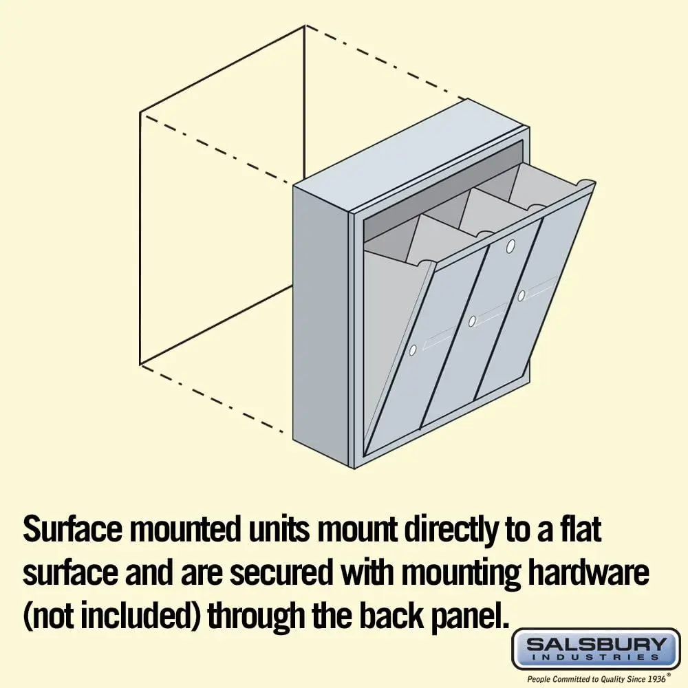 3503ASU Surface Mounted Vertical Mailbox with 3 Doors and USPS Access, Aluminum