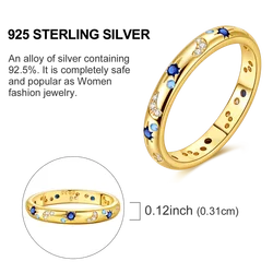 Elegant 925 Sterling Silver Blue Zircon Ring for Wedding & Engagement Gift (FKTR075 - GD)
