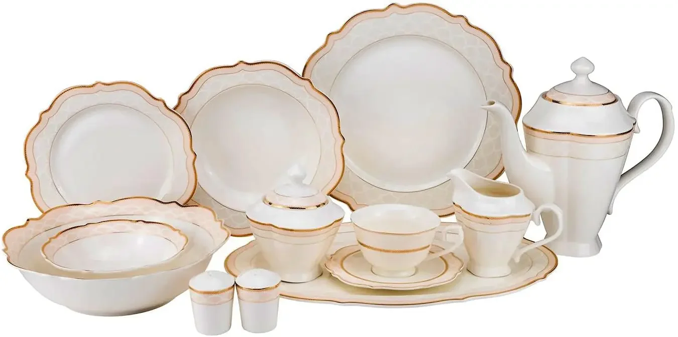Ceramic Tableware Set 57-pc Banquet Dinnerware Set Luxury Bone China Tableware Intended For Everyday Or Entertaining Use