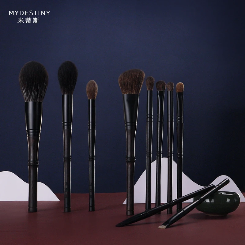 10 pcs Professional Makeup Brush Set Ebony High Grade Brush Set Soft Animal Fox Squirrel Goat Hair makeup brush set