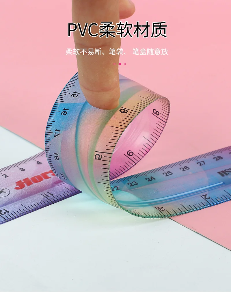 1 Pcs Blue/green 20cm/30cm Flexible Ruler Transparent Drawing Ruler For  Students Creative Plastic Soft Ruler Office And School