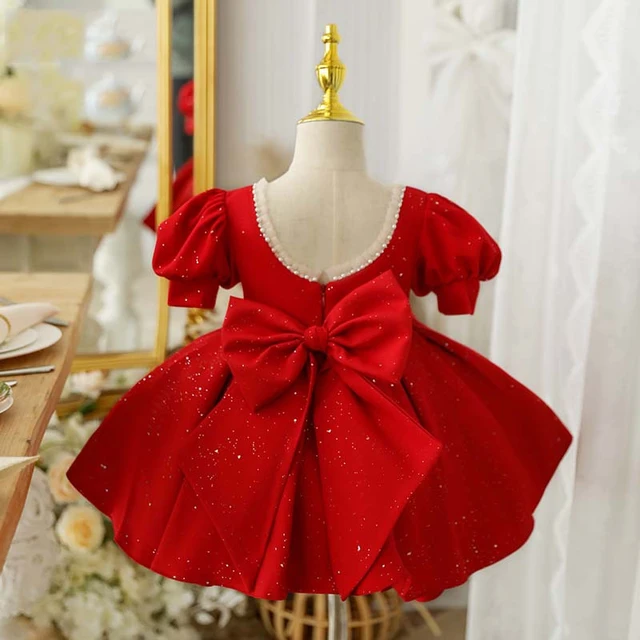 Robe de soirée rouge pour bébé fille, robes de princesse pour bébé,  vêtements pour enfants, Noël