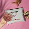 1 pc just a who love Gymnastics pattern Makeup Bag, Gymnastics Gifts,Girls Gymnastics Cosmetic Bag 5