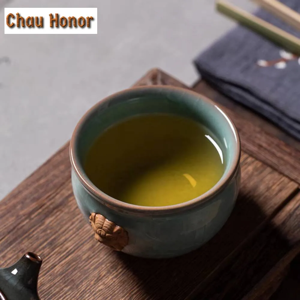100ml Boutique Longquan Celadon Teacup Handmade Ice Flower Galze Master Cup Boutique Personal Tea Bowl Tea Items Ornaments Gifts