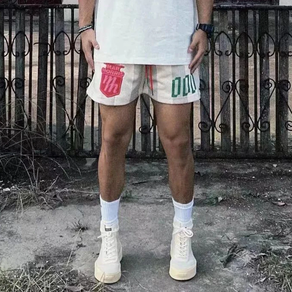 Men's Summer American Street Casual Straight Shorts Striped Hiphop Fashion Loose Y2K Sports Breathable Quick-drying Shorts