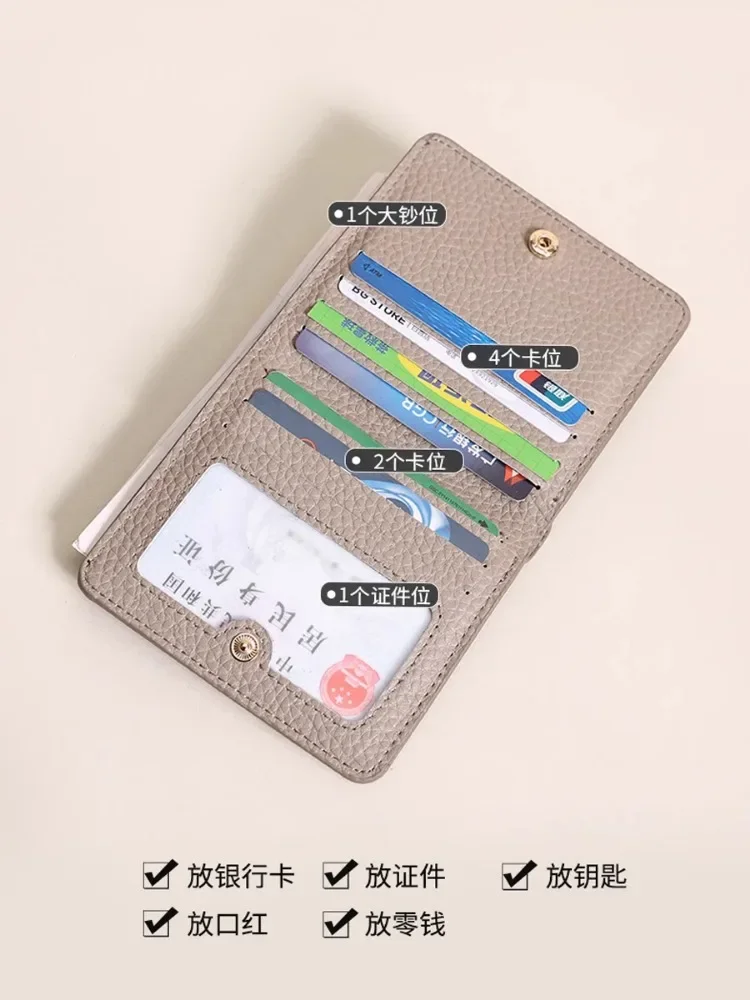 First Layer Cowhide Wallet 2023 New Short Ultra-Thin Coin Purse Lightweight Card Holder Female Small Wallet Soft Leather