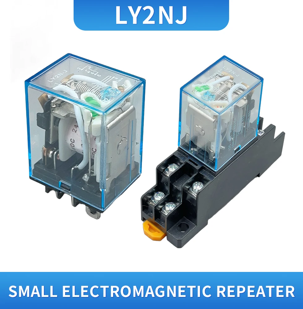 Description Picture 2 of itemLY2NJ 1SET 12V 24V DC 110V 220V AC Coil Power Relay DPDT 8 Pin HH62P JQX-13F With Socket Base