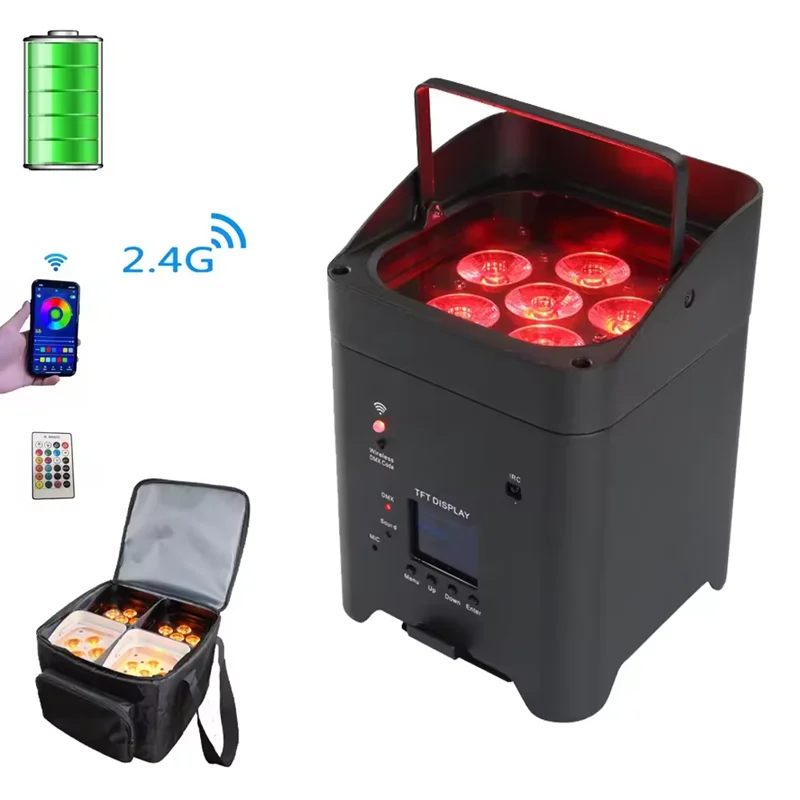 

Светодиодный Беспроводная батарея для светильник 6x18W RGBWA + UV 6 в 1 эффект