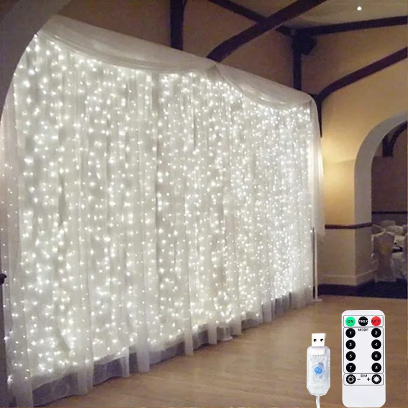 

3M-6M USB LED Fairy String Curtain Lights Garland Holiday Party Decorations Wedding Birthday Bedroom Ramadan Easter Home Festoon