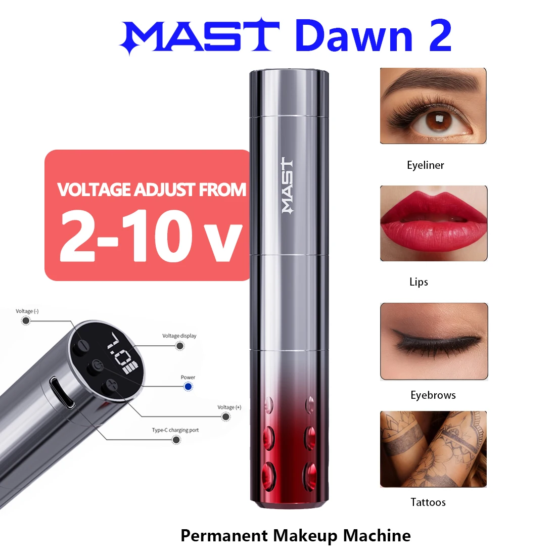 MastDawn2WirelessTattooMachinePermanentMakeupPen2-12VWorkingVoltage3.0mmStrokeLightweightDesignforArtMakeup-AliExpress66