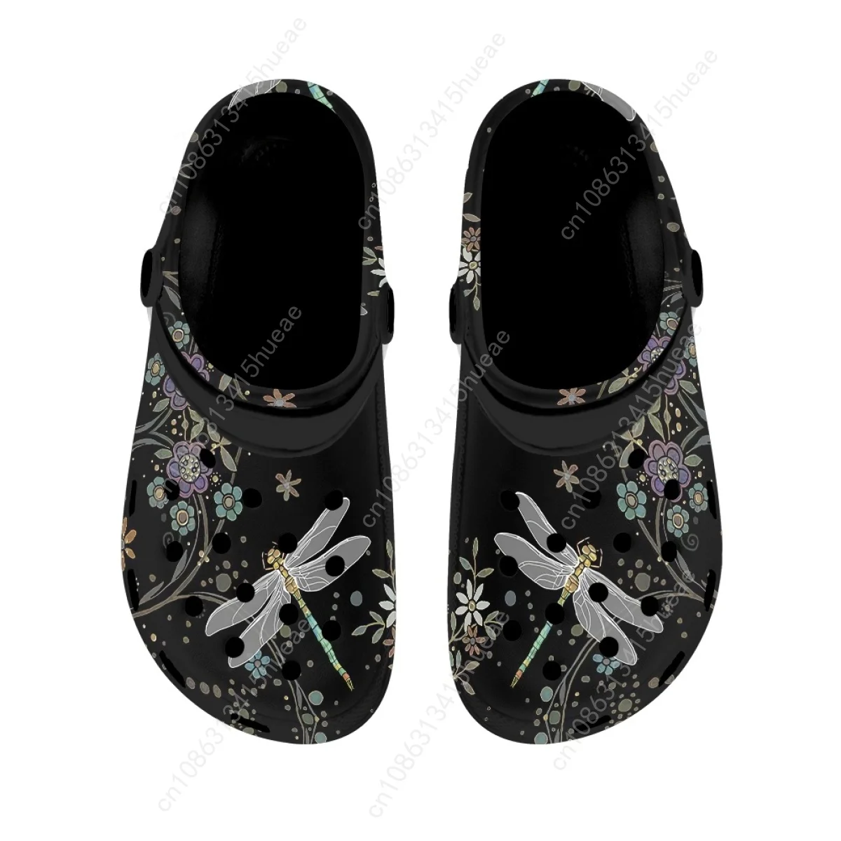 2023 Fashion Dragonfly Print Women Clogs Sandals Summer Flat Garden Shoes Lightweight Breathable Beach Slippers Sandals Couples