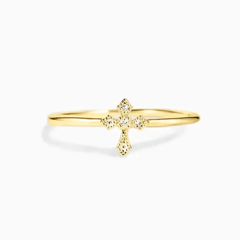 2026 New European and American Simple Cross Ring Women's High End Compact Mini Exquisite Fashion Design Jewelry 3