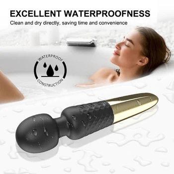 Black Wand Massager Rechargeable Powerful for Women 20 Speed 50dbs Quiet Personal Silicone Soft Magic Wand Vibrator for Clitoris 5
