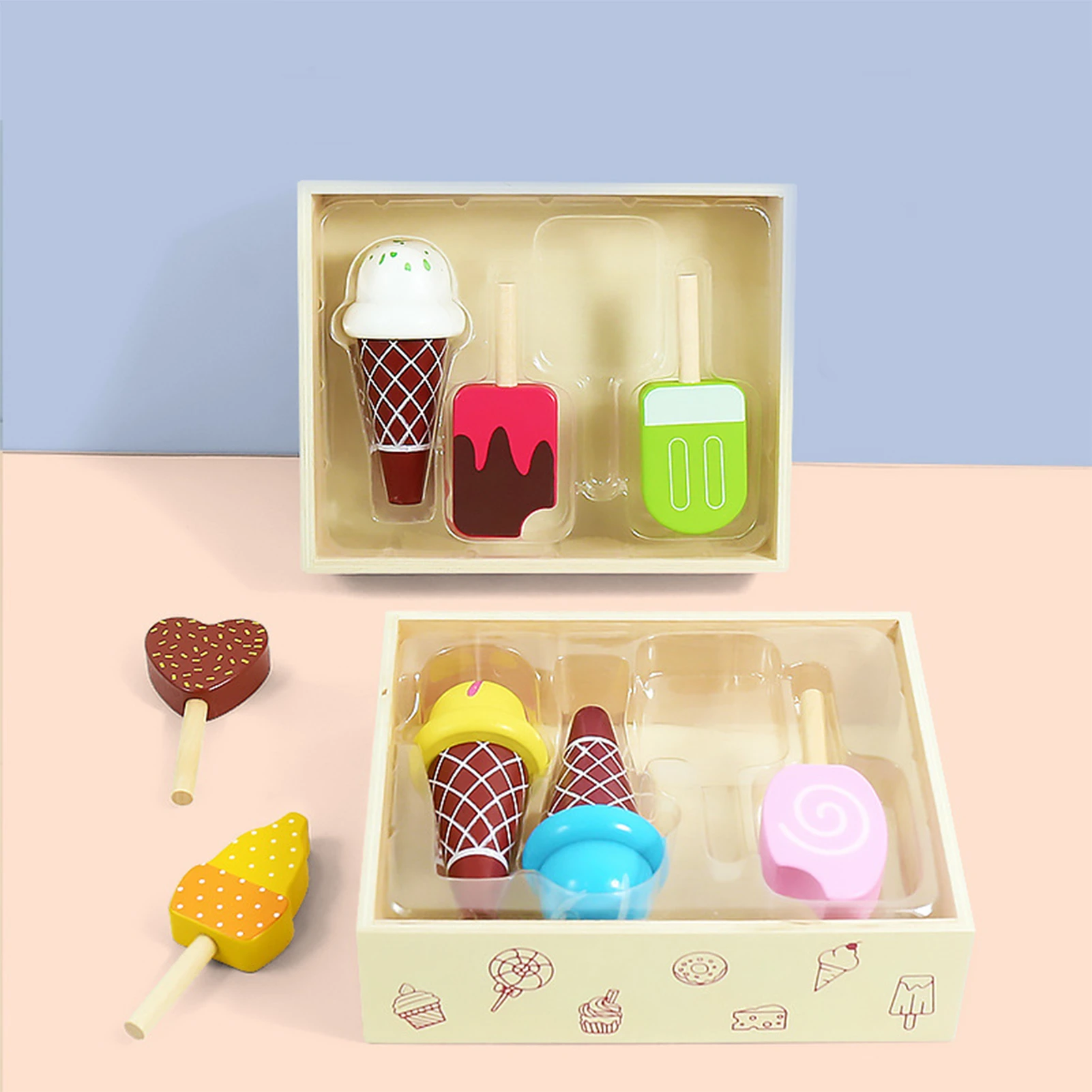 Juego de de madera, carrito de helados de madera para niños, juguete de madera congelado y accesorios para los mejores regalos para niñas y niños| | - AliExpress
