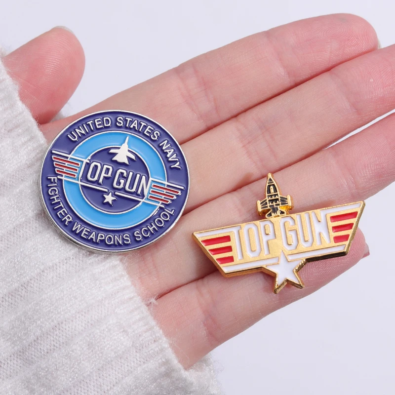 Top Gun Maverick Enamel Pins Custom Military Battleships Navy Logo
