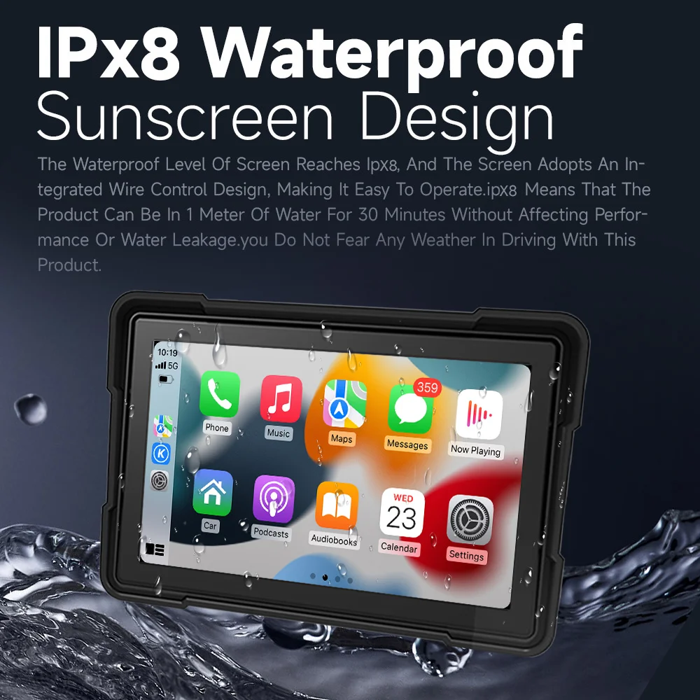 5/7 inch Motorcycle DVR GPS Navigation Multimedia Player Wireless CarPlay Android Auto IPX8 Waterproof Touch Screen Recorder