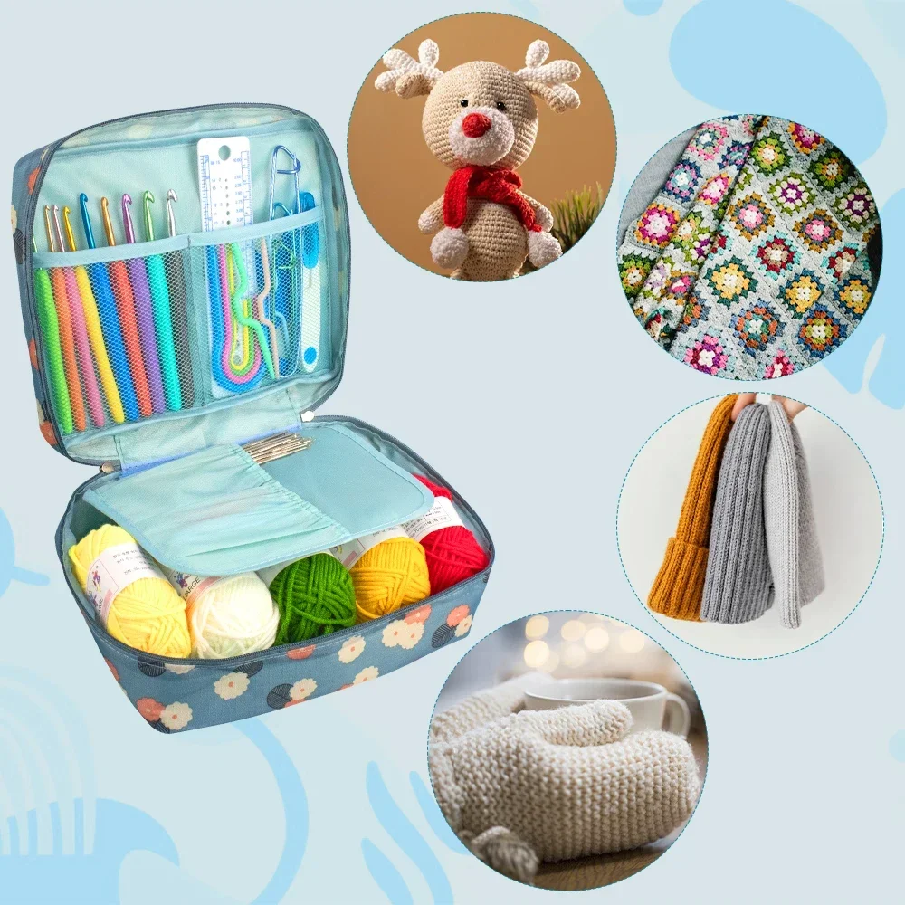 Tanstic Set Completo Da Uncinetto Con 59 Pezzi - 21 Ganci Ergonomici (2-6 Mm E 0.6-1.9 Mm), Filati, Forbici, Segnapunti, Custodia Organizer Rosa, Per Principianti Ed Esperte - 2
