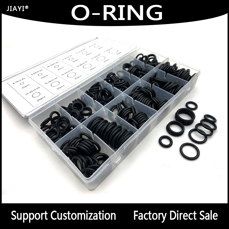 

NBR 300pcs NBR O Ring Set Nitrile Rubber Black O-Ring Oil and Wear Resistant Waterproof NBR ORing Sealing Ring Gasket