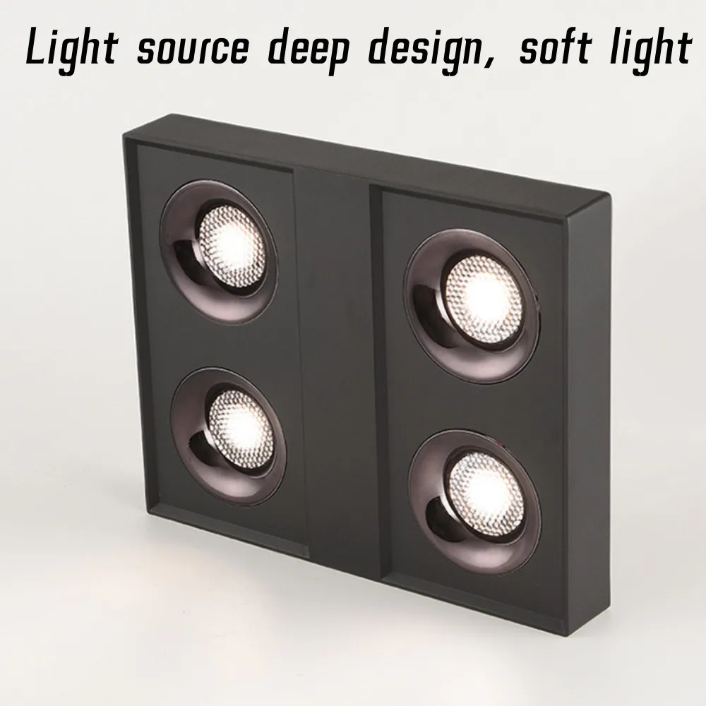 Square LED Ceiling light COB Spotlights Dimmable 12W15W 1-2-4 head chip Anti-glare Downlight Ceiling Lamp 85-265V Home business led downlight recessed ceiling spotlight ceiling lamps