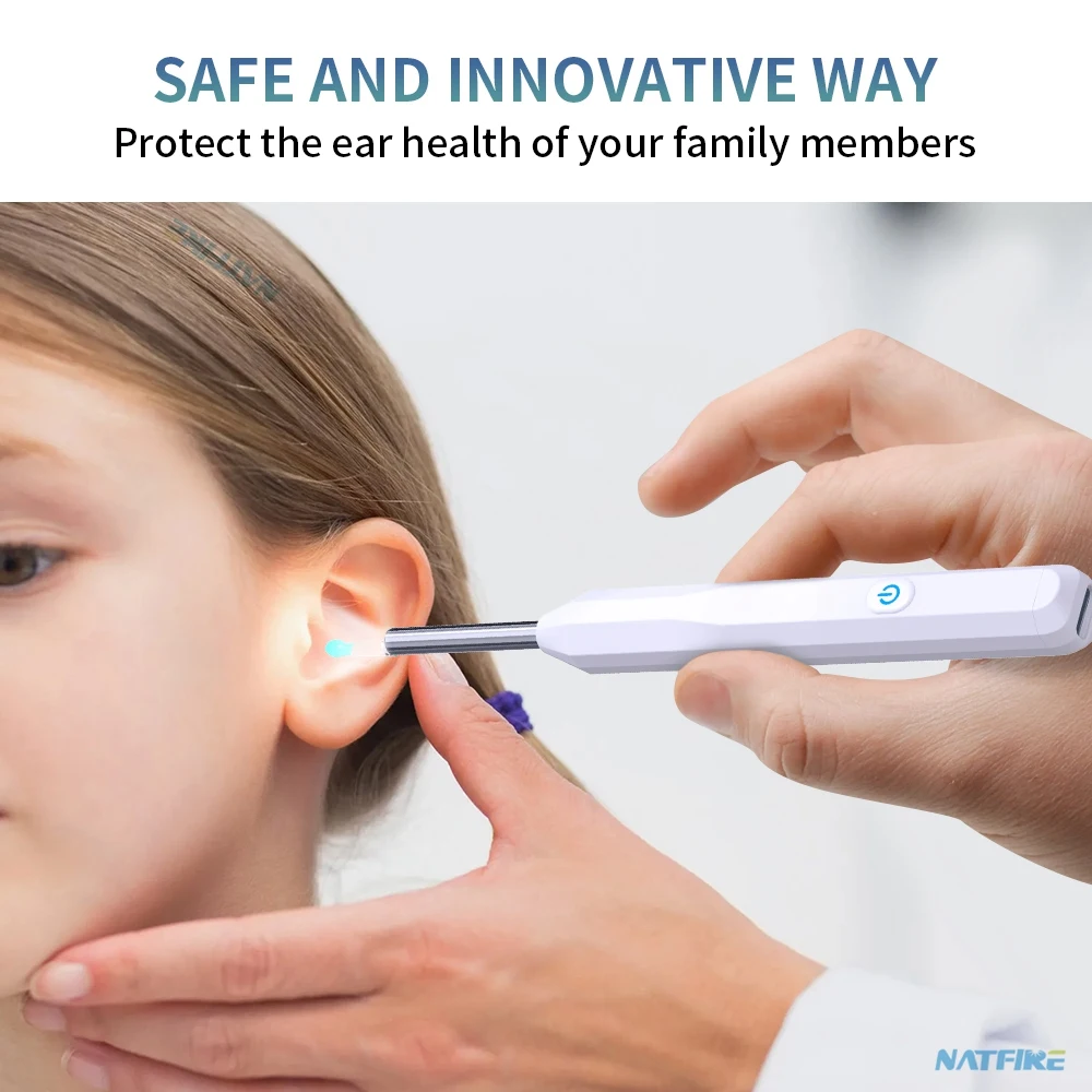 Ear Wax Remover NATFIRE NE6 Wireless Luminous Otoscope Cleaner 1296P HD Visual Sticks Endoscope Mini Camera Health Care