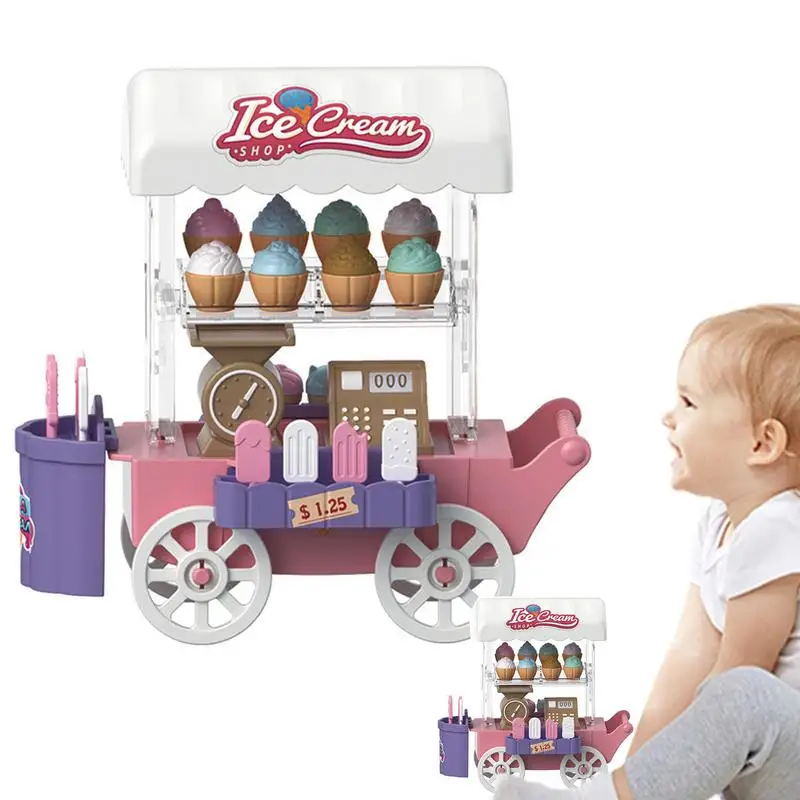 

Snacks And Sweets Food Cart Toddler Truck Food Cart Ice Cream Toy Trolley Children Role Play Food Cart For Kids Boys Girls Ages