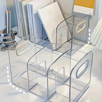 Transparent Office Desktop Bookshelf - Sleek Desk Organizer Storage Box for Document & Book Finishing at Workstations